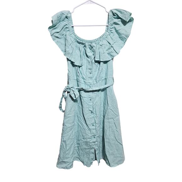 Matty M Dress Womens Flutter Sleeve Size Small Baby Blue w Belt and Pockets(813) - Picture 1 of 4